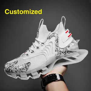 2024 new men's fashion shoes running sports shock absorption trend students heighten large size blade sneakers spring