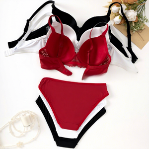 <span class=keywords><strong>Ensemble</strong></span> de lingerie sexy pour femmes de style euro-américain de bonne qualité, soutien-gorge rembourré push-up uni, culotte en nylon et élasthanne, vente en gros - Product Image 2