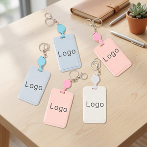 Fashion Kawaii Cute Cartoon Retractable Sliding Design Lady Pu ID <b>Card</b> <b>Holder</b> Employee Certificate Bag - Product Image 2