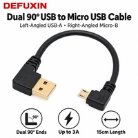 DEFUXIN Vergoldetes Dual 90-Grad-Winkel Micro-USB-Kabel 15cm Rechtwinkliges USB zu Micro-B 3A Schnellladekabel für Powerbank