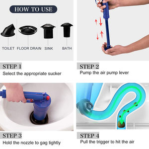 Déboucheur de toilette à haute pression Déboucheur de vidange d'air Outil de plomberie Plongeurs de tuyau pour piston de toilette de salle de bain - Product Image 4