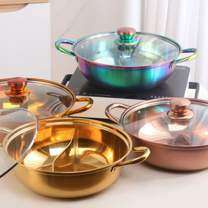 Olla caliente de acero inoxidable Shabu doble <span class=keywords><strong>para</strong></span> varios usuarios con divisor, olla doble dividida - Product Image 2