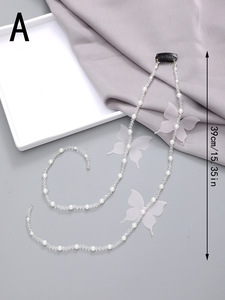 New Pearl Two-in-One Lace <span class=keywords><strong>Ribbon</strong></span> Headband Elegante <span class=keywords><strong>Long</strong></span> Bow Cabelo Acessório Versátil Borboleta Hairband para penteados trançados - Product Image 6