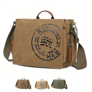 Custom Vintage Canvas Women <b>Laptop</b> Messenger Bag for Men New Design with Letter Decoration Shoulder Crossbody Bag - Product Image 1