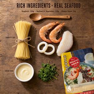 Spaghetti surgelés au fromage et aux fruits de mer de notre usine chinoise pour la restauration, les buffets d'hôtels, l'OEM, les marques privées, l'exportation et l'importation en gros de produits de la mer. - Product Image 3