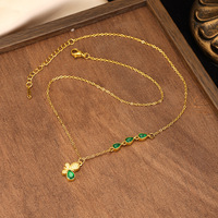 Pendentif animal ailé vert, magnifique collier papillon, chaîne croisée, accessoires de luxe légers, bijoux de haute qualité TGXL14676