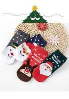 Chaussettes de Noël pour femme, mignonnes, chaudes, en coton, motif de dessin animé, Père Noël, élan, respirantes et antidérapantes