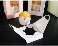 Caja para Cupcakes con Ventana Transparente, Caja para Pastel de Cartón Blanco, Caja para Pastel de Papel de Colores