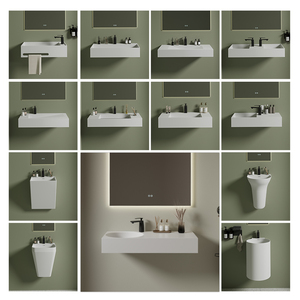 Lavabo <span class=keywords><strong>pequeño</strong></span> de superficie sólida <span class=keywords><strong>con</strong></span> estante de madera Mini lavabo para balcón Lavabo <span class=keywords><strong>pequeño</strong></span> de superficie sólida PMMA <span class=keywords><strong>Fregadero</strong></span> colgado en la pared - Product Image 5