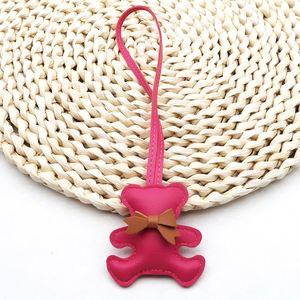 Cute <b>Bow</b> Bear Keychain PU Leather Fashion Pendant Luggage Tag Soft Cotton-Filled Cartoon Gift for Girls & Women Wholesale - Product Image 5