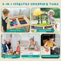 Tables d'activités pour enfants idéales pour l'intérieur et l'extérieur avec couvercle porte-rouleau de papier 2 compartiments de rangement Table sensorielle en bois