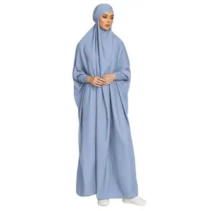 2023最新のイスラム服控えめな無地サテンシルクローブイスラム教徒の女性の女の子のドレスアバヤドバイSatijn