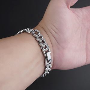 Bracelet cubain en cristal serti de pierres, style simple et tendance, pour hommes et femmes, style hip-hop - Product Image 3