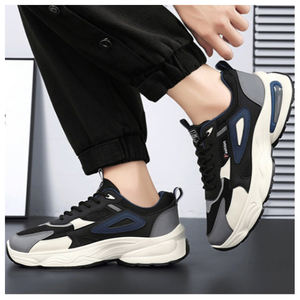 รองเท้าวิ่งลำลองผู้ชาย แบบสปอร์ต ผลิตตามสั่ง ขายส่ง ระบายอากาศได้ดี ปิดหุ้มเท้า ทำจาก PU แบบผูกเชือก เพิ่มความสูง เหมาะสำหรับเดิน ฤดูใบไม้ผลิ ฤดูร้อน ฤดูใบไม้ร่วง - Product Image 1
