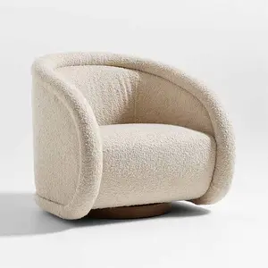 Wholesale Supplier French Accent Armchair Berber Fleece Chair Wood Frame Armchair For Living Room