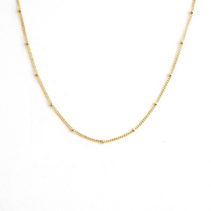 Collana Gemnel Fashion in Argento Sterling 925 Placcato Oro 18k con Catena Satellite Semplice e Perline Glitterate - Product Image 1