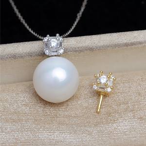 Support d'accessoires en argent S925 avec perle, boucle simple, pendentif Reine avec aiguille droite JG5440, apprêts de bijouterie vides pour DIY - Product Image 1