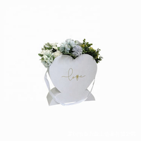 Boîte à fleurs en carton simple avec finition brillante, emballage portable en forme de cœur avec logo pour la Saint-Valentin, effet bronzé, boîte cadeau