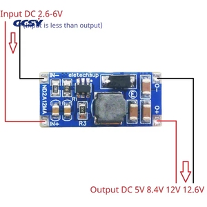 Convertitore DC-DC ND2A12MA per Doppio Voltaggio Batteria da 1 a 2-3 Celle, da 3.3V 3.7V 4.2V a 5V 8.4V 12V 12.6V - Product Image 2