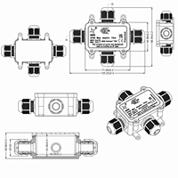 Boîtier de jonction étanche IP68, ignifuge UL94V-2, connecteur de câble extérieur 4 voies pour projets d'éclairage sous-marin et souterrain