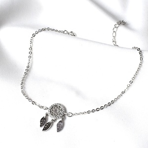 फैशन S925 स्टर्लिंग चांदी सपना पकड़ने पायल महिलाओं के लिए लटकना फूल पत्तियां पार लिंक चेन पायल गैर धूमिल - Product Image 4