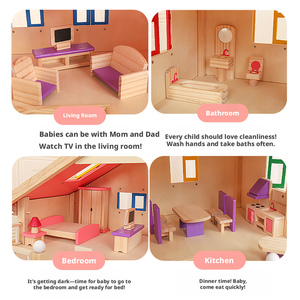 Casa de Muñecas de Madera Maciza de Tres Pisos, Juguete DIY para Educación Temprana, Juego de Roles de Príncipe y Princesa, Casa de Juegos para Niños de 3 a 6 Años - Product Image 6