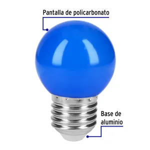 Master con 100 unidades Bombilla LED tipo G45 1 W azul, caja, Volteck - Product Image 2