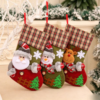 3-teiliges Set Samt-Weihnachtssocken Weihnachtsgeschenk-Süßigkeitentasche Frohes Neues Jahr Kamin Weihnachtsbaum-Deko Ornamente