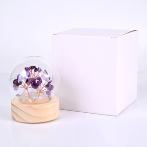 Wholesale Natural Amethyst Round Wooden Base Crystal Money <b>Tree</b> Eco-Friendly Polished Clock for Table Decoration - Product Image 1