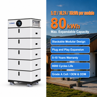 Système ESS tout-en-un empilable 5,12 kWh 6 kW LiFePO4 51,2 V 100 Ah avec onduleur solaire hybride hors réseau MPPT 10 ms à onde sinusoïdale pure, WiFi, RS485 pour la maison