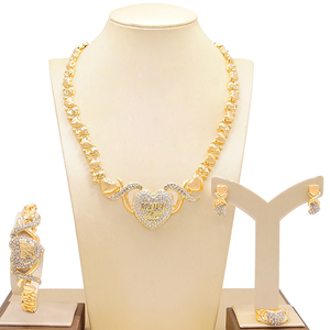Collar Yulaili Bear I Love You con Abrazos y Besos Xoxo, Conjunto de Joyería Estilo Oro de Dubái, Regalos y Accesorios - Product Image 3