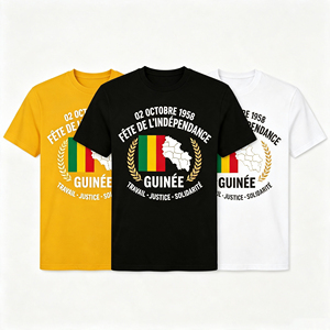 T-shirt formel en polyester 100 % pour la Fête <span class=keywords><strong>de</strong></span> l'Indépendance <span class=keywords><strong>de</strong></span> la <span class=keywords><strong>Guin</strong></span>ée, impression numérique personnalisée, 2 octobre 1958, Jour National <span class=keywords><strong>de</strong></span> la <span class=keywords><strong>Guin</strong></span>ée, Vostre Ouest - Product Image 1