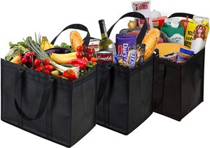 कस्टम बड़ी क्षमता फोल्डेबल गैर-बुना कपड़ा काली खरीदारी बैग की कीमत - Product Image 4