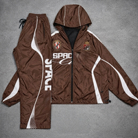 Ensemble survêtement streetwear vintage personnalisé OEM de haute qualité avec impression DTG, veste à capuche zippée oversize et pantalon de survêtement