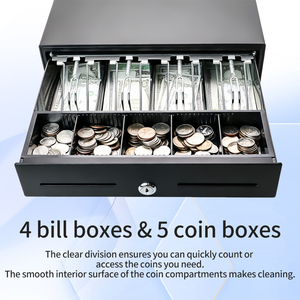 Cajón de Dinero GTCODESTAR GT-C330H, 4 Compartimentos para Billetes, 5 para Monedas, Cajón de Dinero Metálico con Doble Entrada para Billetes, con Conector RJ11, Sistema <span class=keywords><strong>POS</strong></span> - Product Image 3