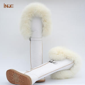 Stivali Invernali da Donna Impermeabili Antiscivolo Sopra il Ginocchio Lunghi con Coda di Volpe Bianca in Pelliccia e Pelle Bovina Spaccata Finta Lana Peluche - Product Image 5