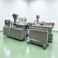 Productielijn voor gepofte maïs-snacks met dubbele schroefextruder & continue friteuse, inclusief mixer, roestvrij staal, automatisch