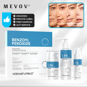 OEM Ensemble de soins de la <span class=keywords><strong>peau</strong></span> contre l'acné au peroxyde de benzoyle Nettoyant pour le <span class=keywords><strong>visage</strong></span> au peroxyde de benzoyle Crème réparatrice de toner acide - Product Image 1