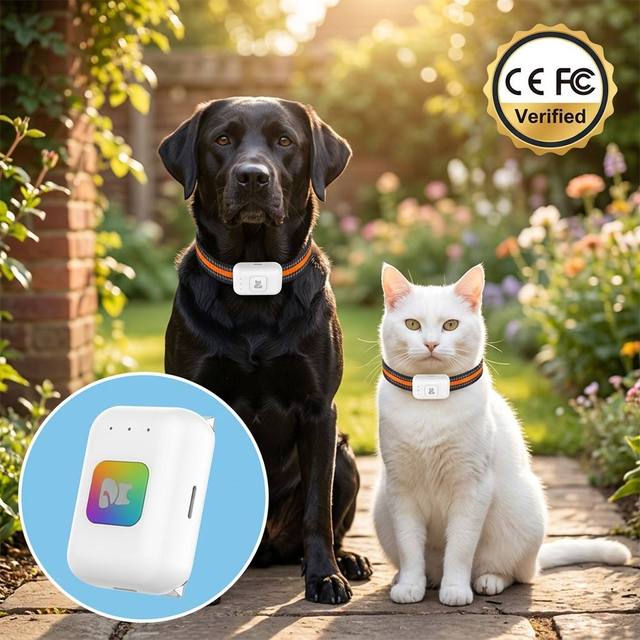 Mini 4G Pet GPS Tracker for Cats Dogs With Color LED Light Geo-fence Free APP Real Time Remote Tracking No Subscription