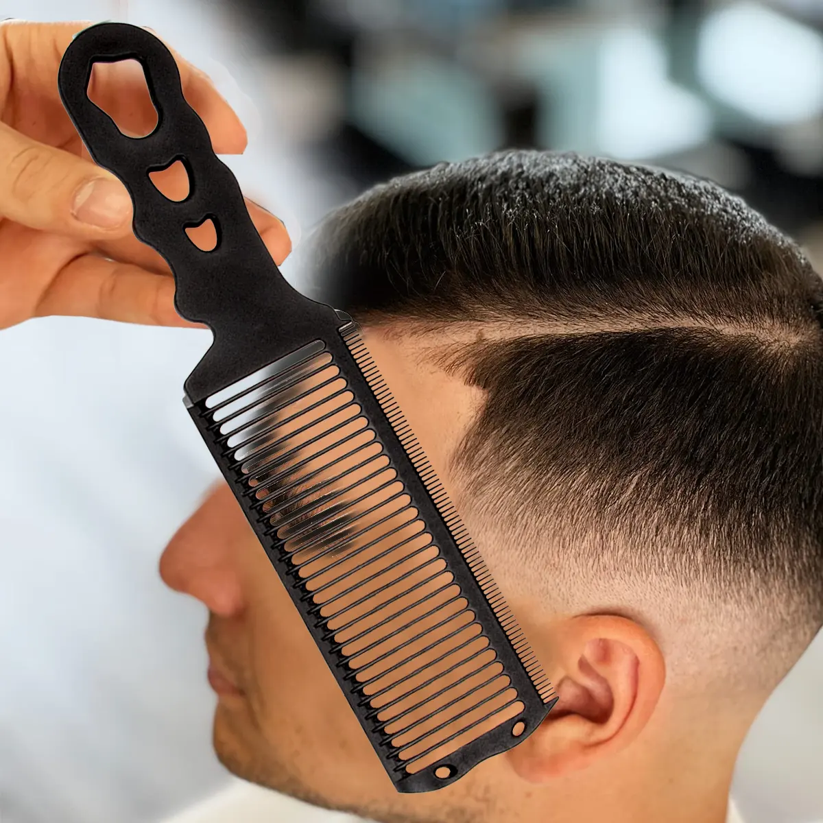 Offre Spéciale plat hommes cheveux huile peigne antistatique amélioré outils de coiffure en Fiber de carbone barbier coupe peigne