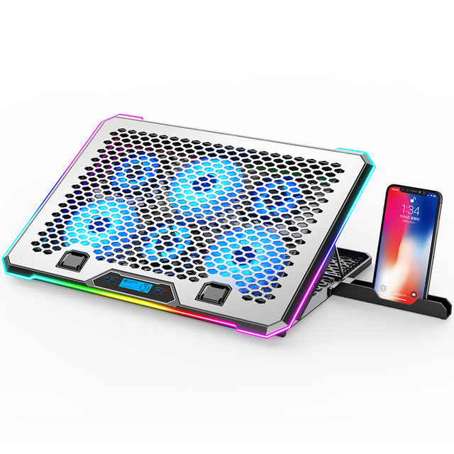 2022 Best Selling RGB Portable Gaming Cooling Fan Stand Laptop Cooler Pad 6 Fans Adjustable OEM Laptop Cooler Customized Logo
