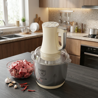 Hachoir à viande à écran tactile, bol en acier inoxydable de 4 L, robot culinaire à six lames de 500 W avec prise EU