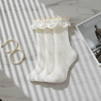 Chaussettes en dentelle blanches à volants, style Lolita élégant, respirantes, pour femmes et filles, pour l'école
