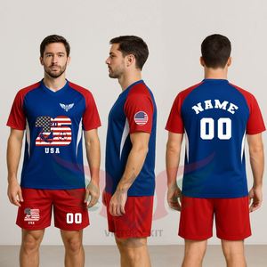 Conjunto de Camiseta y Pantalones Cortos de Fútbol Retro Sublimados Personalizados para el Equipo de EE. UU. 2026, Uniforme de Dos Piezas para la Copa Mundial de Fútbol Masculino - Product Image 2