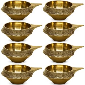 Juego de 2 diyas de latón, lámparas de aceite tradicionales para pooja, aarti, decoración de templo en casa, 7.5 x 5 cm con 2.5 cm de altura - Product Image 2