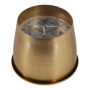 Candela Profumata Maison Illuminare in Contenitore Metallico Dorato, Piccola Candela a Colonna per Arredamento Interno - Product Image 1