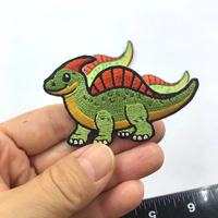 Patchs brodés thermocollants personnalisés en gros, motif dinosaure vert Kawaii, pour vêtements de bébé et chapeaux, applique à coudre