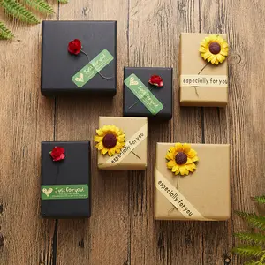 Роскошная картонная коробка с принтом под заказ, упаковочная бумага для сухих цветов, подсолнуха, ювелирных изделий, подарочные коробки