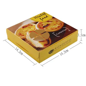 Kotak Kemasan Tart Telur Kraft Makanan Kustom Logo Tas Kemasan Karton Bergelombang Kotak Kertas Cetak