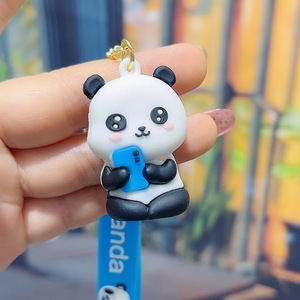 Porte-clés panda personnalisé en PVC souple de Chine, pendentif porte-clés panda pour téléphone, jouet cadeau pour enfants, porte-clés en PVC pour enfants - Product Image 2